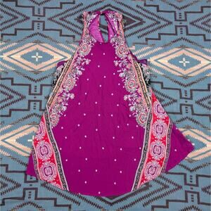 Free People Darjeeling Magenta Print Sleeveless Slip Extra Small Flowy Whimsical